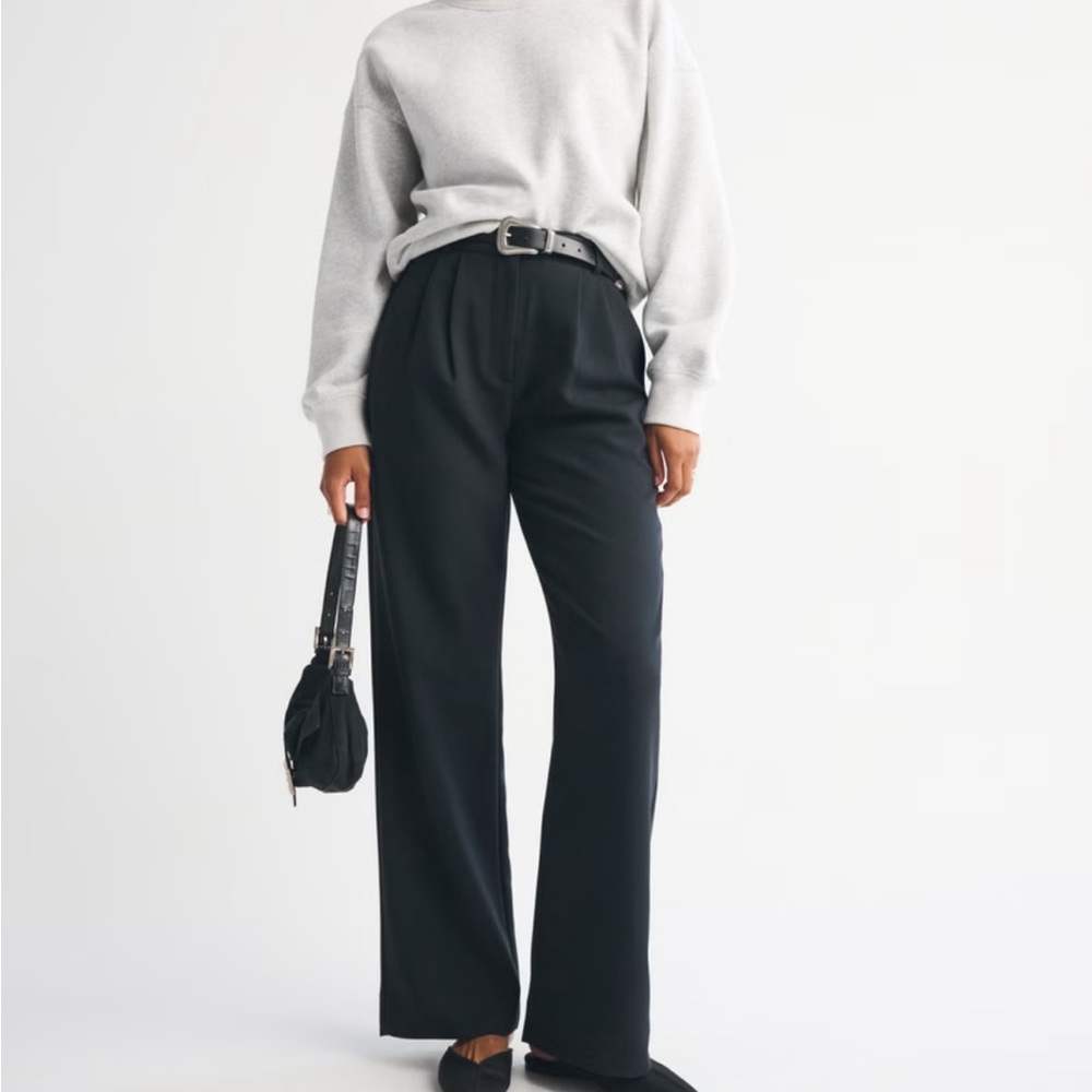 Abercrombie & Fitch Black Wide-Leg Trousers